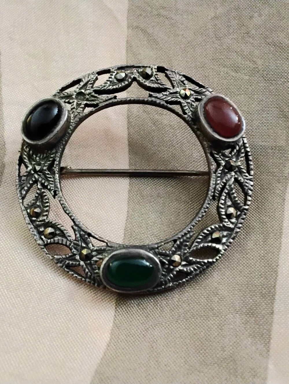 Vintage 925 Silver Marcasite Brooch/pin
